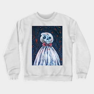 Spooky Portrait of a Ghost wearing a Bow Tie Crewneck Sweatshirt